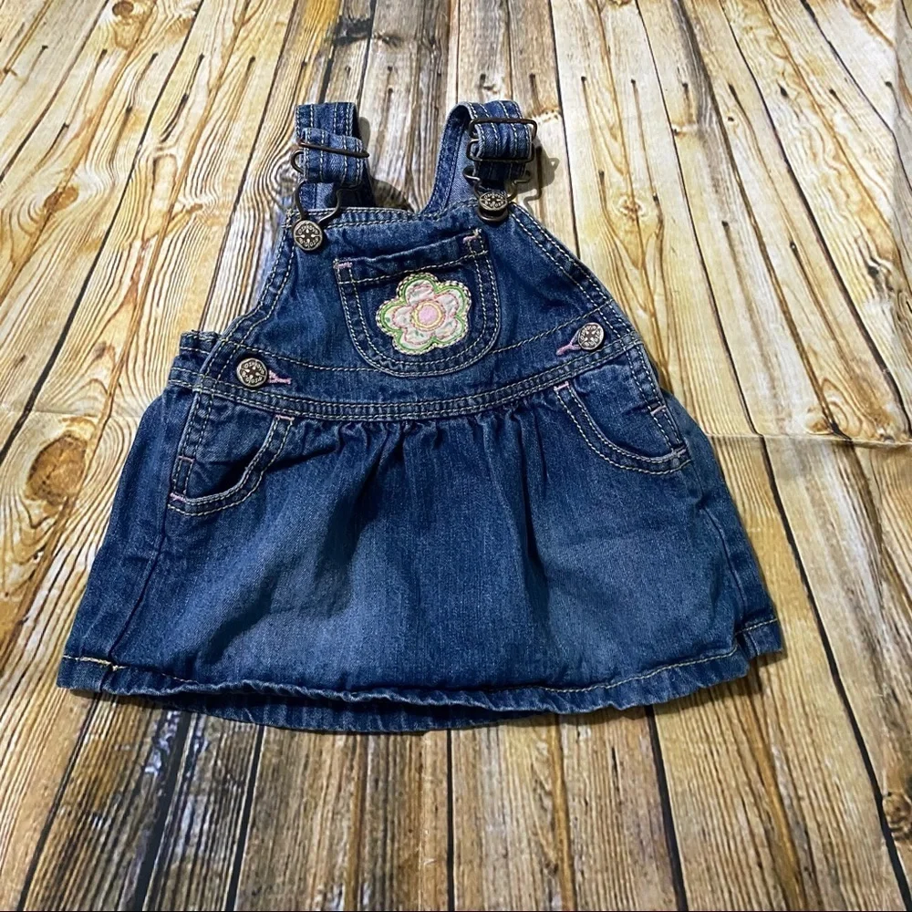 Oshkosh Blue Denim Floral Overall Dress